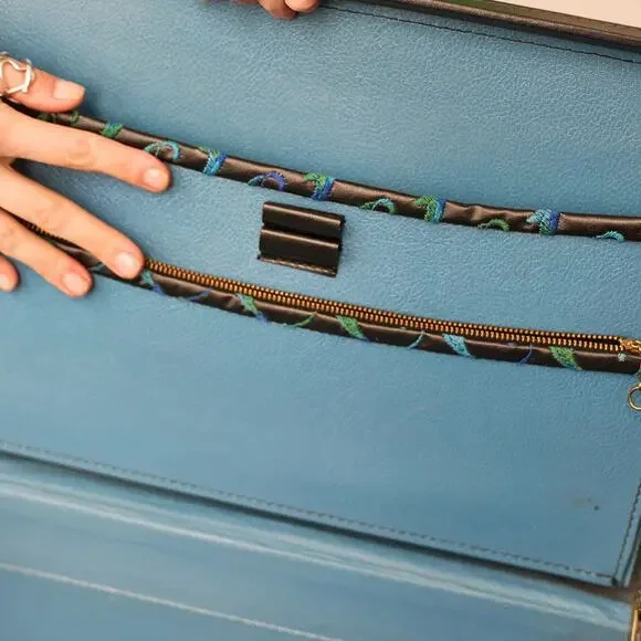 1960s Vinyl Briefcase w/ Intricate Embroidery